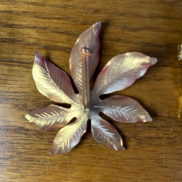 Vintage Christmas Holiday Brooch Pins Gold Tone Angel, Stocking, Poinsettia x3 - Picture 9 of 10